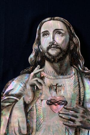 Mother-of-pearl mosaic portrait of Jesus