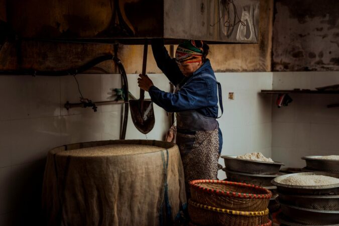 making rice wine by local in kite village