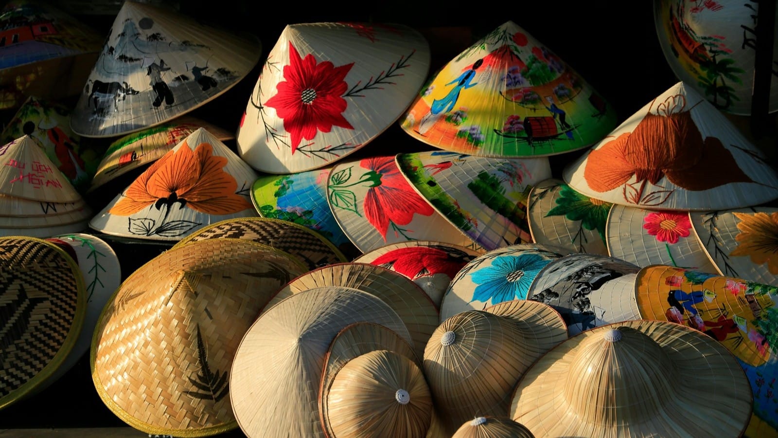 The non la hat- conical hats produced in Chuong conical hat village tour.